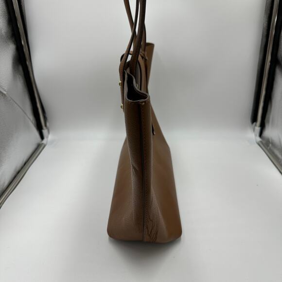 Michael Kors Karson Camel Brown Pebbled Leather Carry All Tote Bag Luggage Large - Picture 4 of 16